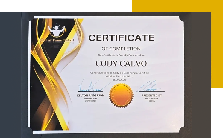 A certificate of completion for cody calvo