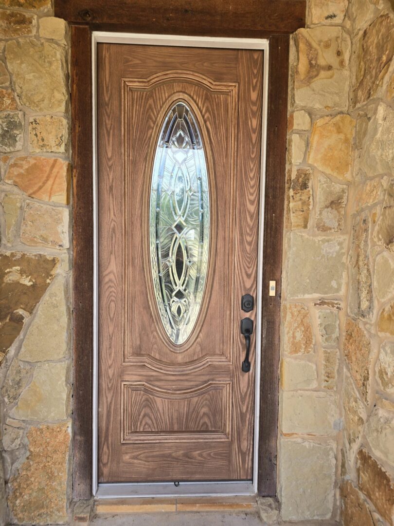 A door with a glass window in the middle of it